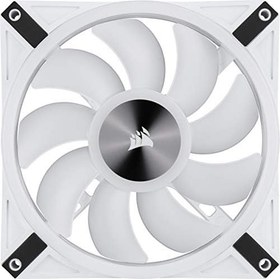 Resim Corsair iCUE QL140 RGB, 140 mm x 25mm RGB LED PWM Fan (Maksimum hız 1250 RPM'ye kadar)- tek ünite, Beyaz 