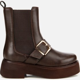 Resim Hotiç Kadın Kahverengi Lastik Detaylı Tokalı Kalın Tabanlı Düz Bot 01boh314870a480 01boh314870a480 Kahverengi 