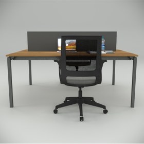 Resim Akr Ofis Ear Ikili Çalışma Masası Workstation Ceviz, Iş Istasyonu 