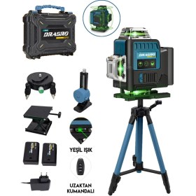Resim Dragro Pro 16 Köşe Yeşil Lazer Hizalama M Terazi 360° Mıknatıslı Çantalı Otomatik Hizalama Metre 