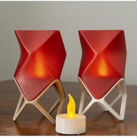 Resim hivhestın Kübik Form Dekoratif Lamba - 3D Baskı Tealight Aydınlatma Kırmızı 