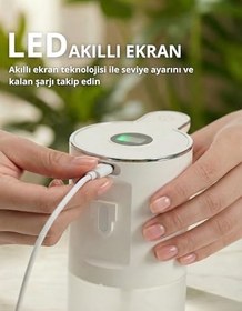 Resim Otomatik Sensörlü Köpük Sıvı Sabunluk - Şarjlı- Dijital LED Ekran - Duvara Monte - P18S Model (BEYAZ) 