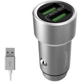 Resim Tsmart Iphone Şarj Kablolu 2 Usb Metal Araç Şarj Seti 3.6A 