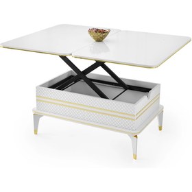 Resim Evistro Akıllı Laptop Sehpa Yemek Masası Orta Sehpa Beyaz-mavi 