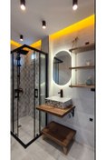 Resim Toprak dekor 70*50 Oval Günışığı Ledli Banyo Aynası-makyaj Aynası-konsol Aynası-trafolu 