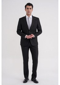 Resim Efor Slim Fit Çift Yırtmaç Sivri Yaka Esnek Siyah Klasik Takım Elbise Tk 939 Siyah 