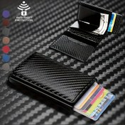 Resim 1 Ultra-İnce RFID-Bloklayan Erkek Cüzdanı - İş-Şekli Alüminyum Alaşım Kart Tutucu, Güvenli Siyah Suni Deri, Hafif Çok Fonksiyonlu Para Kesesi, Seyahat, Kamp ve Günlük Kullanım İçin 