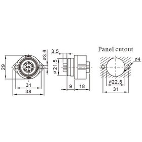Resim Ip67 Wa22k7z 7 Pin Şase Tipi Dişi Su Geçirmez Konnektör 
