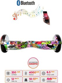 Resim Elektrikli Kaykay Hoverboard 6.5 Inch Yaprak Grafity Desenli Akıllı Denge 