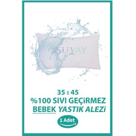 Resim %100 Pamuklu Su Sıvı Geçirmez Bebek Kafa Yastığı Alezi Fermuarlı 
