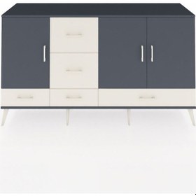 Resim Hyperion Konsol 4 Raflı 5 Çekmeceli 3 Kapaklı 176x44x99 Antrasit-antrasit/aytaşı Antrasit - Antrasit 