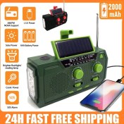 Resim Ganbao 2000 Mah Siyah Yükseltme Çok Fonksiyonlu Radyo El Krank Güneş USB Fm/ Am/noaa Wb Hava Radyoları Acil Durum El Feneri Torch Güç Bankası (Yurt Dışından) 