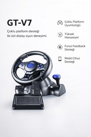 Resim Voltico GT-V7 Profesyonel Direksiyon Seti Çoklu Platform Uyumlu • Yüksek Hassasiyet • Gerçekçi Sürüş 