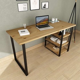 Resim Woodesk CPT4610-140 75x140x60 CM Elegant Masif Ağaç Natural Çalışma Masası Woodesk