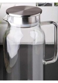 Resim 1500 Ml Borosilikat Cam Su Sürahisi - Metal Kapaklı Ve Isıya Daya 