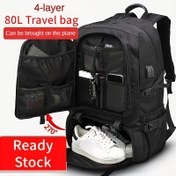 Resim 50/80L Seyahat Sırt Çantası Ayarlanabilir Spor Yürüyüş Çantası Ayakkabı Bölmesi ile 39.62/43.94 cm Laptop Sırt Çantası Hafta Sonu Kısa İş Gezisi 