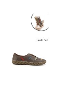 Resim Gönderi(R) Gönderi R Vizon Antik Dolgu Taban Bağcıklı Hakiki Deri Comfort Ayakkabı Vizon 