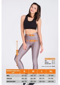 Resim Kadın Konforlu Yeni Sezon Sporcu Modeli Yazlık Spor Taytı Fitness Gym Training Parlak Spor Tayt Gri 