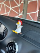 Resim 3dbaydesign Altın Zincirli Sallanan Şapkalı Ördek Yeni Trend Dikiz Ayna Süsü (beyaz Sarı Kırmızı) 