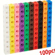 Resim 100 Küp Topluluğu, Matematik Eğitimi İçin Eğitici Araçlar, 5 Yaş Ve Üstü Çocuklar İçin Uygun, Anaokulu Ortamları İçin İdeal, Okula Dönüş Gereksinimleri Ve Öğretmenler İçin Malzemeler. 