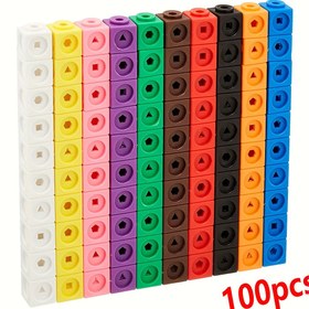 Resim 100 Küp Topluluğu, Matematik Eğitimi İçin Eğitici Araçlar, 5 Yaş Ve Üstü Çocuklar İçin Uygun, Anaokulu Ortamları İçin İdeal, Okula Dönüş Gereksinimleri Ve Öğretmenler İçin Malzemeler. 