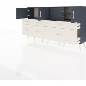 Resim Arges Konsol 4 Raflı 6 Çekmeceli 4 Kapaklı 176x30x99 Antrasit-antrasit/aytaşı Antrasıt/aytası - Antrasıt 