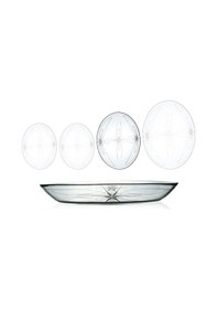 Resim Decocia 1 Adet 29 Cm Oval Cam Salata Sunum Tabağı Mira Desenli 