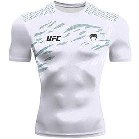 Resim Erkek Ufc Boks Tişörtü 2025 Yaz Moda Rahat Nefes Çabuk Kuruyan Kısa Kollualtın Altın 