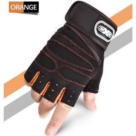 Resim Liangduo Shop Turuncu-Siyah Tarzı L Boyutu Spor Salonu Eldiveni Spor Ağırlık Kaldırma Eldiveni (Yurt Dışından) 