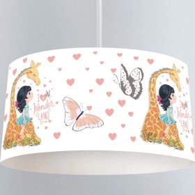 Resim instababyrooms Zürafa Kelebek Desenli Çocuk Odası Dijital Baskılı Sarkıt Avize 