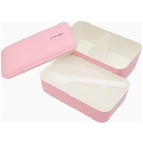 Resim Bento Flat Dual 2 Katlı Japon Yemek Kabı, Beslenme Çantası, Geri Dönüştürülmüş Malzeme Pembe 