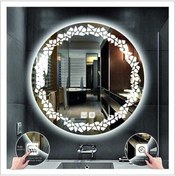 Resim GLOBAL LED MIRROR 90 Cm Beyaz Ledli Tasarım Kumlamalı Dokunmatik Tuşlu Buğu Önleyicili Banyo Aynası Makyaj Aynası 