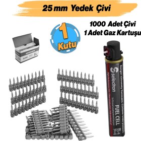 Resim Gazlı Tabanca Çivisi 25 mm HGN-C25 / MGP26025 40 Gram Gaz ve 1000 Adet Yedek Çivi 2.7 Kalınlık 