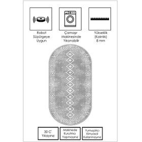 Resim West Home Makinede Yıkanabilir Kaymaz Taban Leke Tutmaz Oval Modern Yolluk Ev Dekorasyonu İçin Gri Kesme Yolluk Wh375 Grey Oval Yolluk 