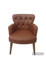 Resim GARDEN HOUSE Tekli Tarçın Taba Renk Deri Metal Ayaklı Ofis Koltuk Takımı Kafe Koltuğu Sandalye Berjer 