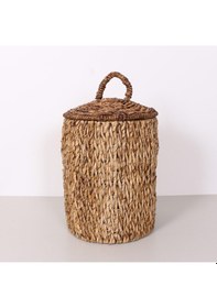 Resim Alanya Doğal Abaka 35x50 Cm Kapaklı Çamaşır Ve Dekorasyon Sepeti Bej 