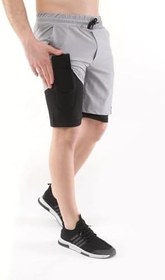Resim Ghassy Co. Erkek Running Hızlı Kuruma Micropolyester Arka Fermuar Cepli Ve Havlu Halkalı Antrenman Futbol Fitness Kısa Taytlı Şort 