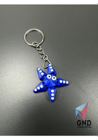 Resim 3d Baskı Hareketli Deniz Yıldızı Anahtarlık Mavi 