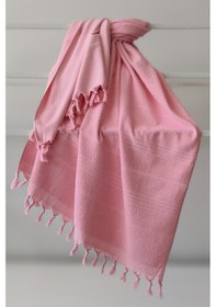 Resim %100 Pamuk Havlu Peştemal 90x170cm - Plaj & Havuz Havlusu Pembe Pembe 