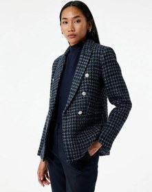 Resim Koton Kruvaze Yaka Cepli Ekose Tüvit Kısa Kadın Blazer Ceket 6wak50012uw Lacivert 