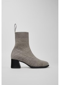 Resim Kora Kadın Kumaş Gri Orta Boy Topuklu Bot-11902 Gri 