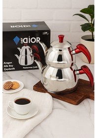 Resim Chef Dior Aragon Aile Boy Çaydanlık Elma Şekeri Kırmızısı, İndü Altın - Çelik 