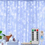 Resim 1 Perde Işığı, Uzaktan Kumandalı 300/200/100 LED Peri Işıkları, 8 Mod, USB Fişi, Yatak Odası Pencereleri için İç Mekan Dize Işıklar, Noel Partileri ve Daha Fazlası - Bakır Tel, Şarj Edilemeyen Pil, İç Dekor | Masal Işıkları | Ev Halloween Süslemeleri için USB Güçlü Işıklar, Noel Süslemeleri 