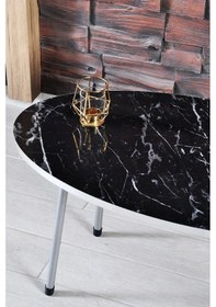 Resim Uslucan Alışveriş Orta Sehpa Elips Gümüş Metal Ayak Bendir Gümüş Çok Renkli 