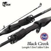 Resim 1.5m/1.68m/1.8m Seyahat Balıkçılık Çubuğu - Siyah Nehir Katı Uç, 2 Bölümlü Baitcasting Ultralight Karbon Fiber Çubuk, Hızlı Eylem, Tatlı Su ve Tuzlu Su Uyumlu, Oyun Balığı İçin Balıkçı'nın Seçimi 