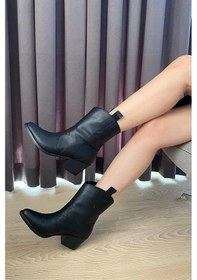 Resim Kadın Kısa Topuklu Kovboy Bot Siyah 