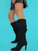 Resim Stil Durağı Mandy Model 8 Cm Ince Topuklu Diz Alti Yeni Sezon Çizme Siy.suet 