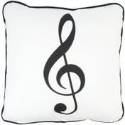 Resim Agifty G-clef Sol Anahtarı Basklıl Beyaz Yastık(40 X 40 Cm) 