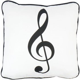 Resim Agifty G-clef Sol Anahtarı Basklıl Beyaz Yastık(40 X 40 Cm) 