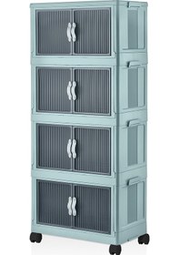 Resim Evle Katlanabilir Modüler Dolap 4 Lü 54 Cm X 31,7 Cm X 127 Cm Mavi 